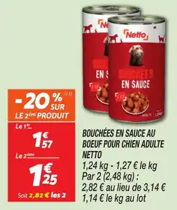 Netto Bouchées en sauce au boeuf pour chien adulte netto offre