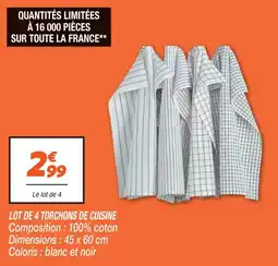 Netto Lot de 4 torchons de cuisine offre