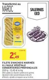 Intermarché FILETS D'ANCHOIS MARINÉS À L'HUILE VÉGÉTALE CONSERVERIES PROVENÇALES offre