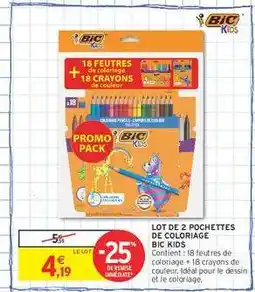 Intermarché LOT DE 2 POCHETTES DE COLORIAGE BIC KIDS offre