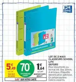 Intermarché LOT DE 2 MAXI CLASSEURS SCHOOL LIFE OXFORD offre