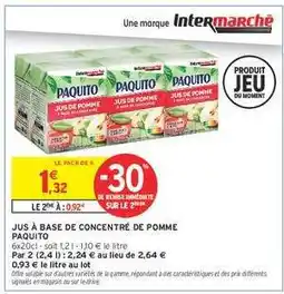 Intermarché Jus à base de concentré de pomme PAQUITO offre