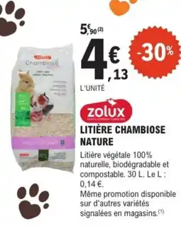 E.Leclerc Brico ZOLUX Litière chambiose nature offre