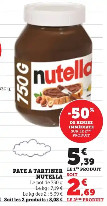 Maximarché Pate a tartiner nutella offre