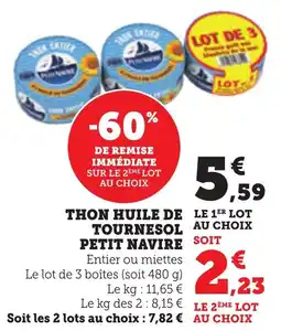 Maximarché Thon huile de tournesol petit navire offre