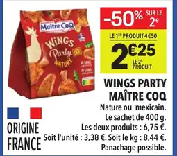Supeco MAÎTRE COQ Wings party offre