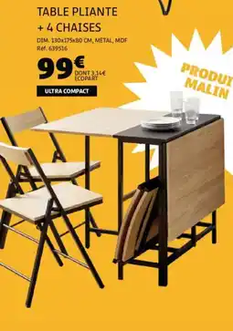 Gifi Table pliante + 4 chaises offre