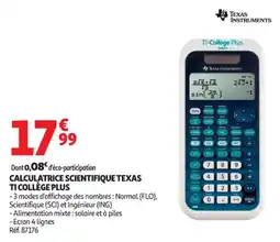 Auchan Supermarché Calculatrice scientifique texas ti collège plus offre