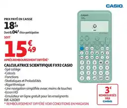 Auchan Supermarché Calculatrice scientifique fx92 casio offre