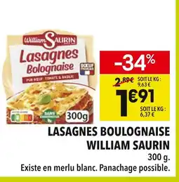 Supeco William Saurin Lasagnes Bolognaise offre