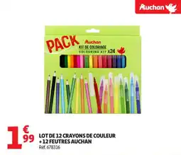 Auchan Supermarché Lot de 12 crayons de couleur +12 feutres auchan offre