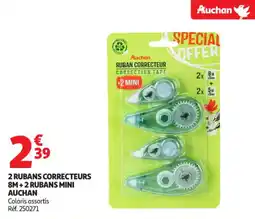 Auchan Supermarché 2 rubans correcteurs 8m+2 rubans mini auchan offre