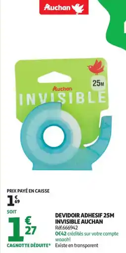 Auchan Supermarché Devidoir adhesif 25m invisible auchan offre