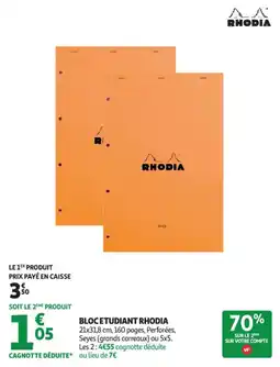 Auchan Supermarché Bloc etudiant rhodia offre