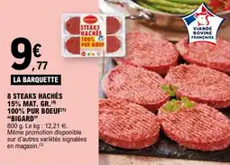 E.Leclerc 8 steaks hachés 15% mat. gr. 100% pur boeuf bigard offre