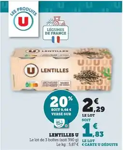Super U U - lentilles offre