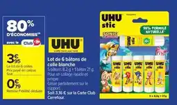 Carrefour Drive Uhu - bâtons de colle blanche offre