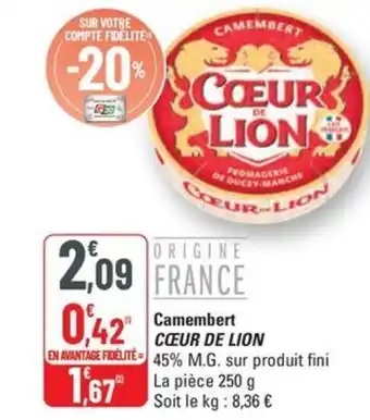 G20 CŒUR DE LION Camembert offre