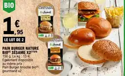 E.Leclerc PAIN BURGER NATURE BIO SÉSAME X2 offre
