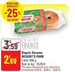 G20 REGENT'S PARK Bagels Sésame offre