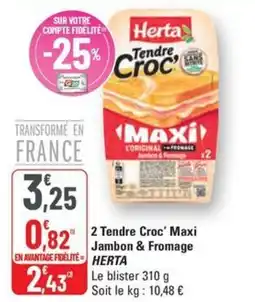 G20 HERTA 2 Tendre Croc' Maxi Jambon & Fromage offre