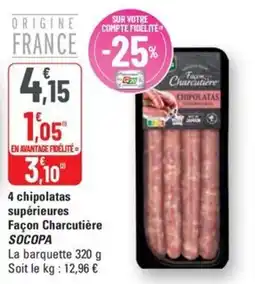 G20 SOCOPA 4 chipolatas supérieures Façon Charcutière offre