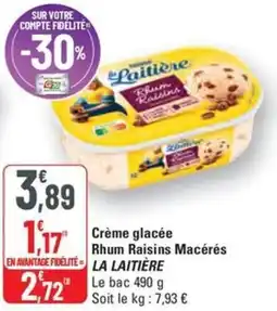 G20 LA LAITIÈRE Crème glacée Rhum Raisins Macérés offre