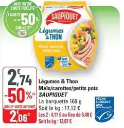 G20 SAUPIQUET Légumes & Thon Maïs/carottes/petits pois offre