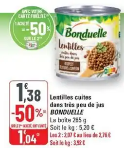 G20 BONDUELLE Lentilles cuites dans très peu de jus offre