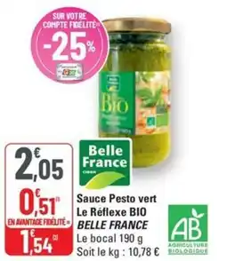 G20 BELLE FRANCE Sauce Pesto vert Le Réflexe BIO offre