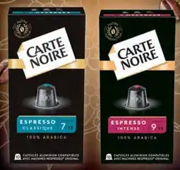 G20 CARTE NOIRE 10 capsules de café Espresso Classique n°7, Intense n°9 ou Puissant nº11 offre