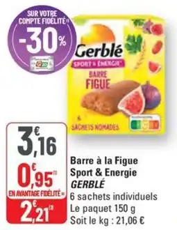 G20 GERBLÉ Barre à la Figue Sport & Energie offre