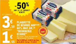 E.Leclerc € plaquette de beurre aop 80% mat.gr. beurrerie echire offre