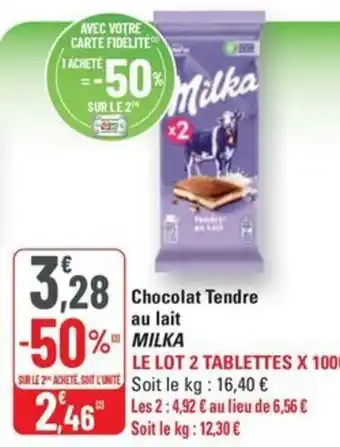 G20 MILKA Chocolat Tendre au lait offre