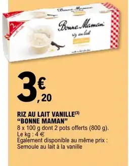 E.Leclerc Riz au lait vanille bonne maman offre
