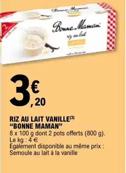 E.Leclerc Riz au lait vanille bonne maman offre