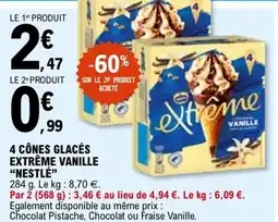 E.Leclerc 4 cônes glacés extrême vanille nestlé offre
