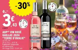 E.Leclerc Aop vin rosé gaillac 2024 terre d'ovalie offre