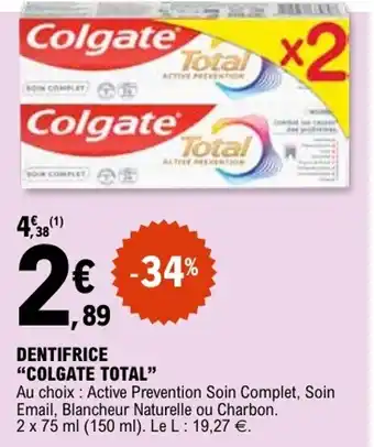 E.Leclerc Dentifrice colgate total offre