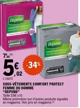 E.Leclerc Sous-vêtements comfort protect femme ou homme depend offre