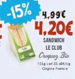 Naturalia CROQUEZ BIO Sandwich le club offre