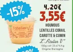 Naturalia Houmous lentilles corail carotte & cumin offre