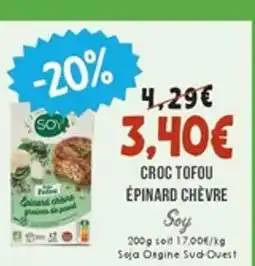 Naturalia SOY Croc tofou épinard chèvre offre