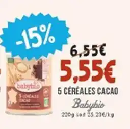 Naturalia BABYBIO 5 céréales cacao offre