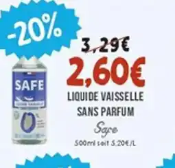 Naturalia SAFE Liquide vaisselle sans parfum offre