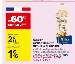 Carrefour MICHEL & AUGUSTIN Yaourt Vache à Boire offre