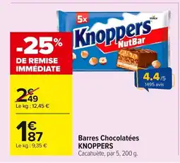 Carrefour KNOPPERS Bonbons Barres Chocolatées offre