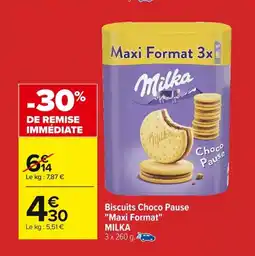 Carrefour MILKA Biscuits Choco Pause Maxi Format offre