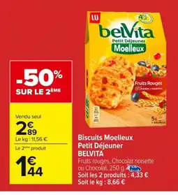 Carrefour BELVITA Biscuits Moelleux Petit Déjeuner offre