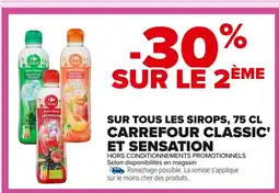 Carrefour Sur tous les sirops, carrefour classic' et sensation offre